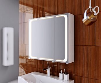 Шкаф-зеркало Милан с подсветкой,белый, Mil.04.08, AQWELLA