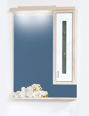 Шкаф-зеркало БАЛИ 62 R светлая/белый глянец