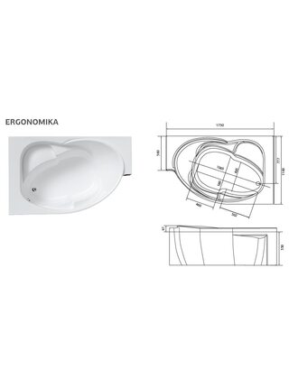 Ванна "ERGONOMIKA" 158-175*110 L с каркасом MarkaOne