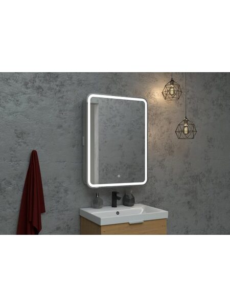 Шкаф-зеркало Elliott LED 600*800 правый бесконтакт, розетка Континент