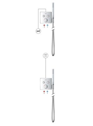 Внешняя часть термостатического смесителя GROHE Grohtherm SmartControl на 2 выхода со встроенным держателем ручного душа, хром (29120000)